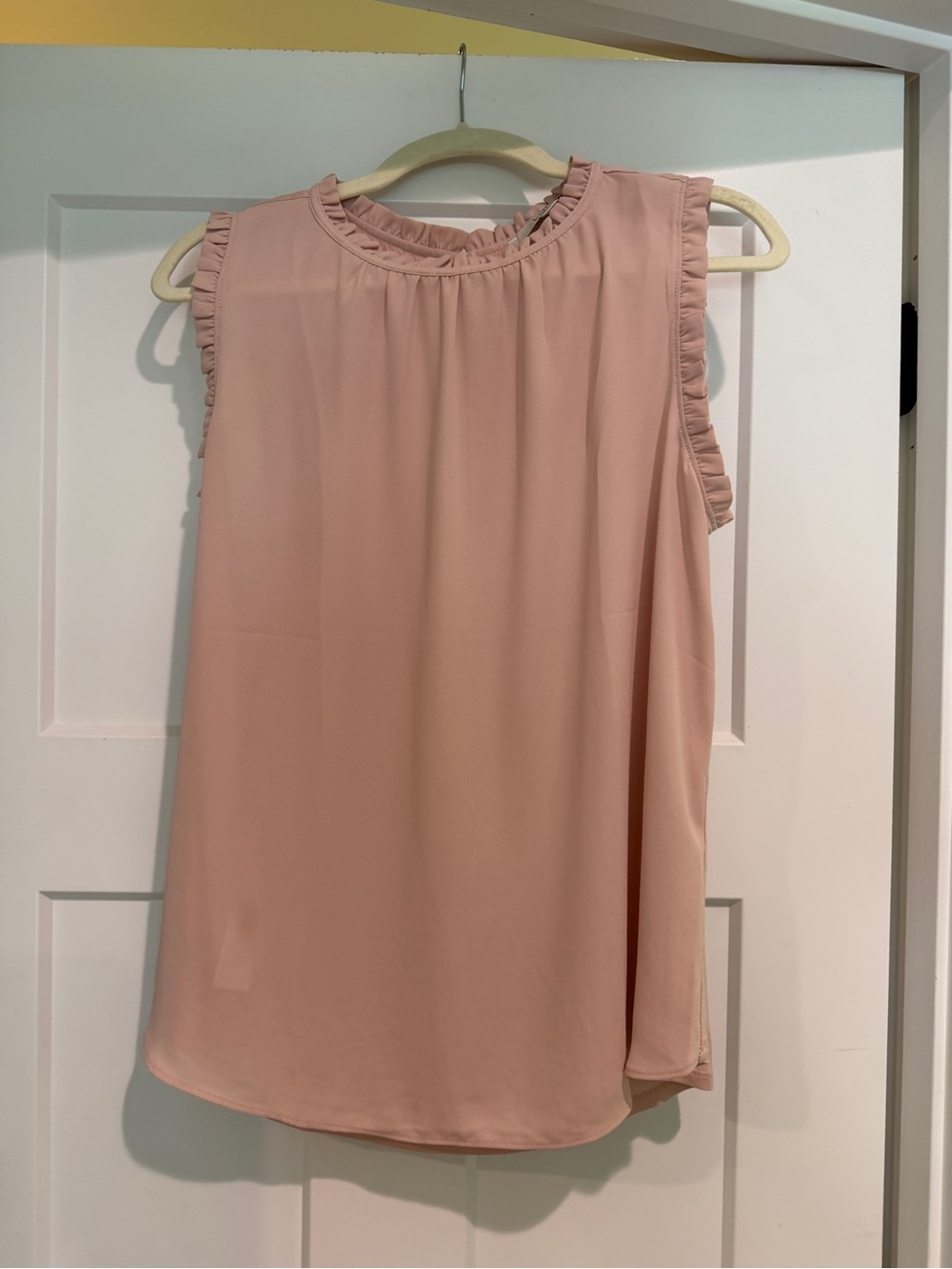 LOFT Blush Pink Sleeveless Ruffle Trim Blouse-Size M